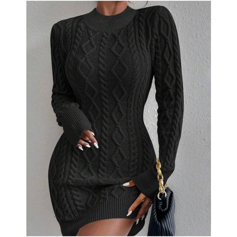 Luxe Chunky Knit Open Back Sweater Dress - Picture 11 of 15